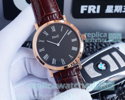 Swiss Copy Piaget Altiplano Rose Gold Watch Black Dial